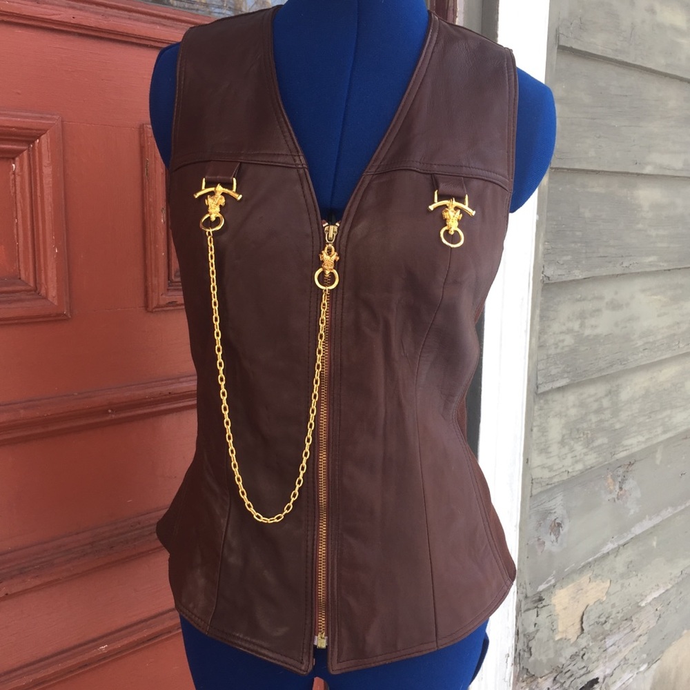 100% Leather vest Rare Alberto Makali Size 4 - Picture 5 of 8